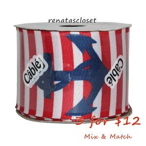 Offray 2 1/4" x 9' Anchor Nautical Grosgrain Ribbon NWT/NIP